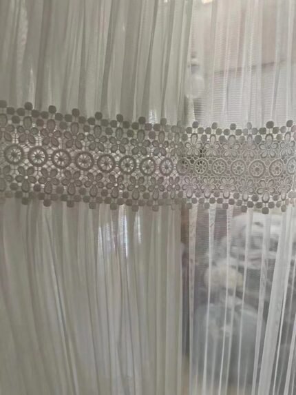 French beige lace-patterned chiffon curtains BJ7601